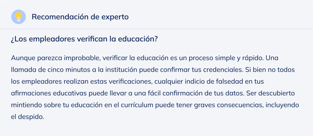 Recomendación de experto sobre incluir la educación en el currículum.