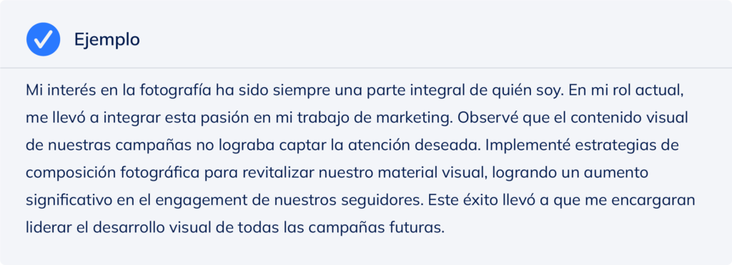 Ejemplo para responder a la pregunta “Háblame de ti” en una entrevista.