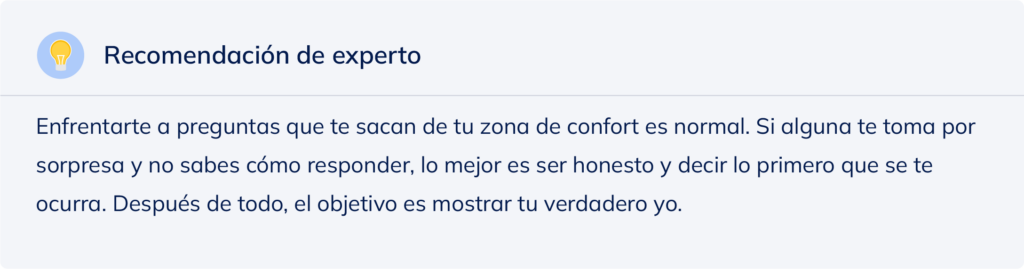 Recomendación de experto cuando no sabes cómo responder una pregunta para romper el hielo en una entrevista.