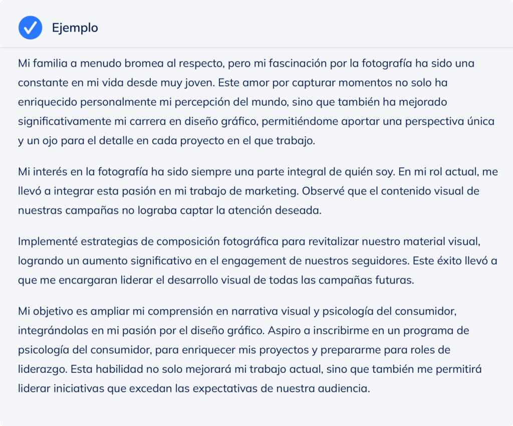 Ejemplo de cómo responder a la pregunta “Háblame de ti” en una entrevista.