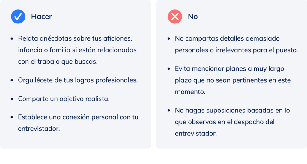 Qué hacer y qué no hacer al responder a la pregunta “háblame de ti” en una entrevista.