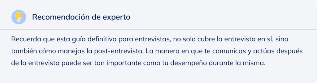 Recomendación de experto para hacer después de una entrevista de trabajo.