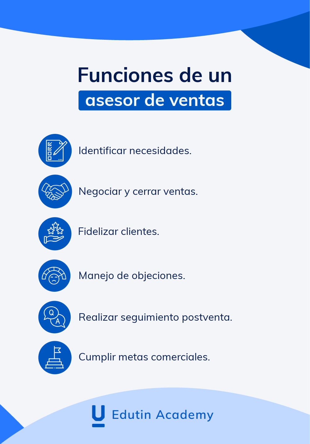 Funciones principales de un asesor de ventas