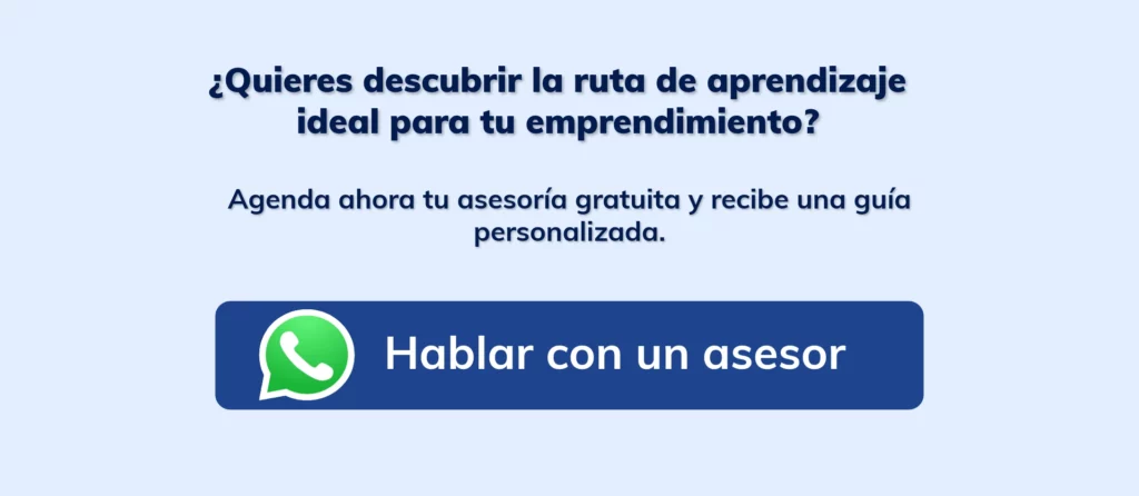 Boton personalizado de whatsapp para agendar asesoria gratuita para conocer ruta de aprendizaje