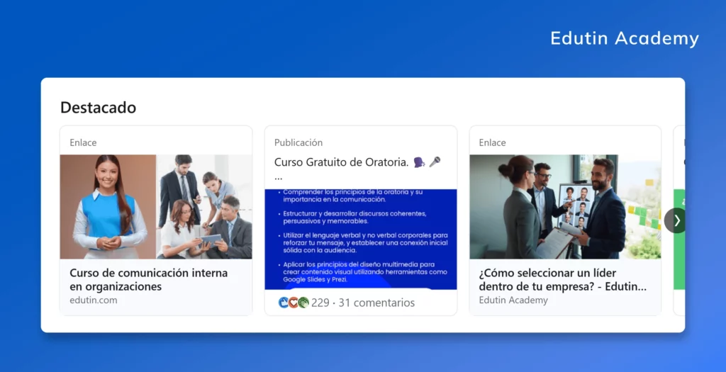 Ejemplo de sección Destacado en un perfil de LinkedIn